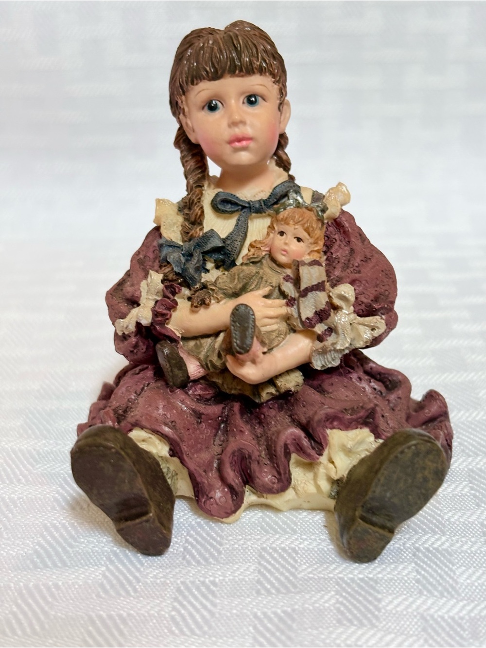 Yesterday’s Child Girl Figurine in Burgundy Dress - Home Accent